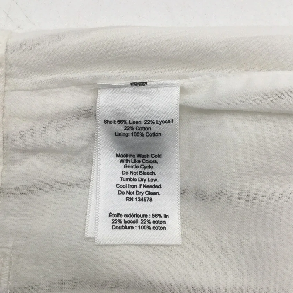 Vineyard Vines Striped Button Front Linen Blend‎ Mini Skirt White Tan XS